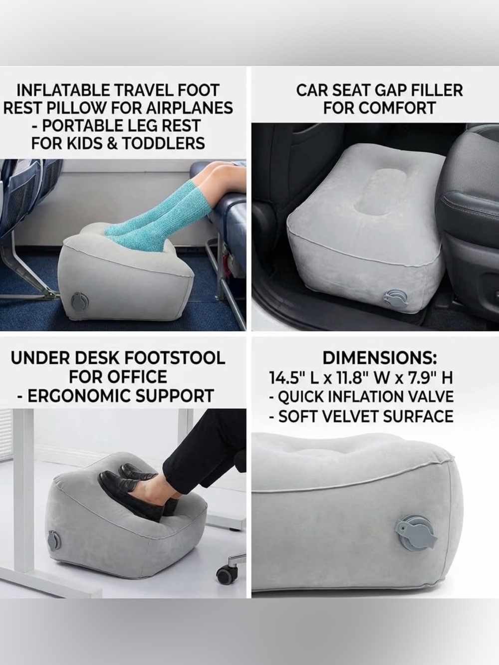 Inflatable Foot Rest Set - Gray - Picture 4 of 6